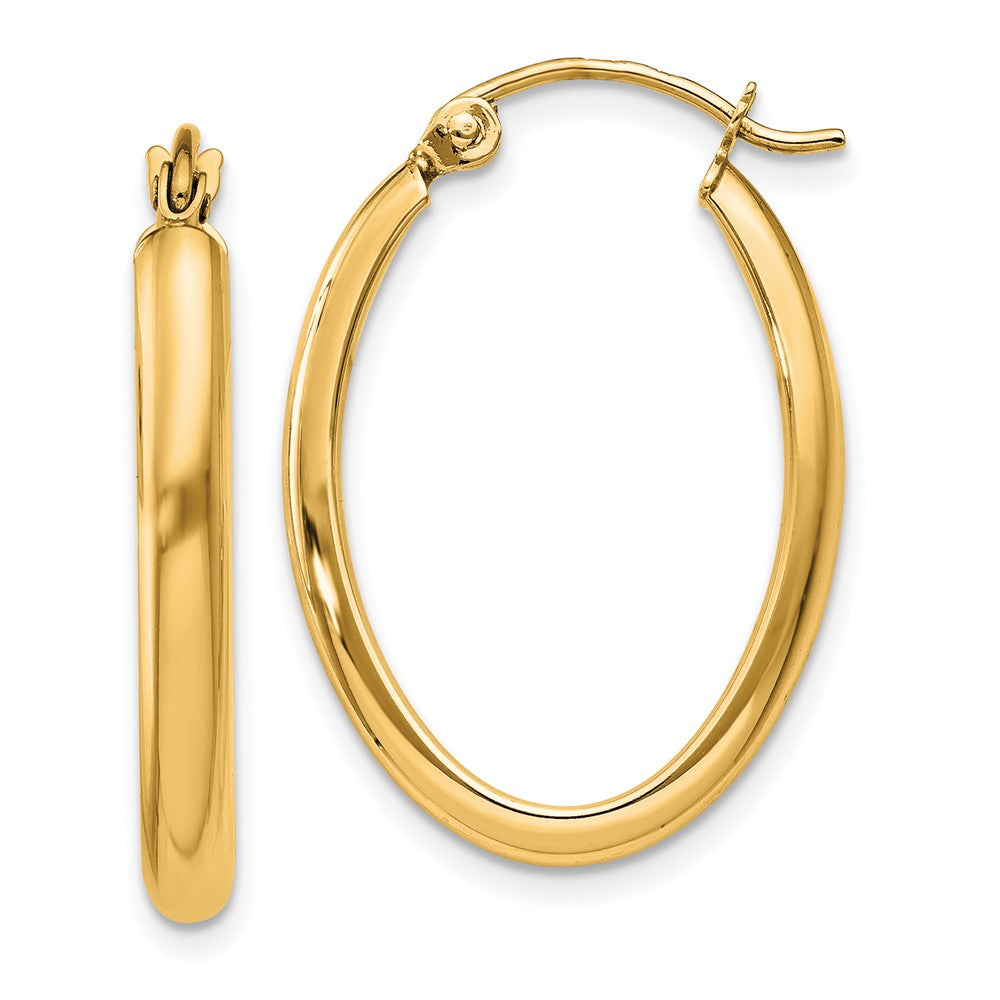 Gold Half Round Oval Hoop Earrings