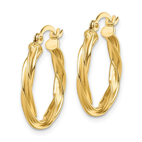 2.5mm Gold Twisted Tube Hoop Earrings