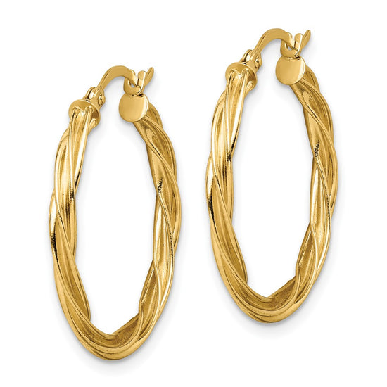 2.5mm Gold Twisted Tube Hoop Earrings