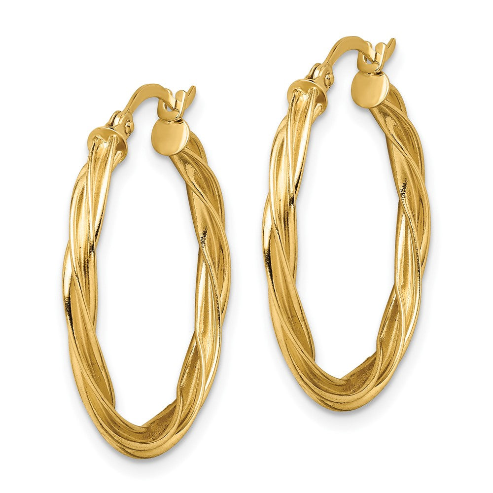 2.5mm Gold Twisted Tube Hoop Earrings
