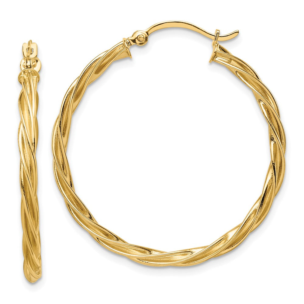 2.5mm Gold Twisted Tube Hoop Earrings
