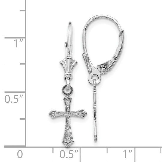 Gold Cross Leverback Earrings