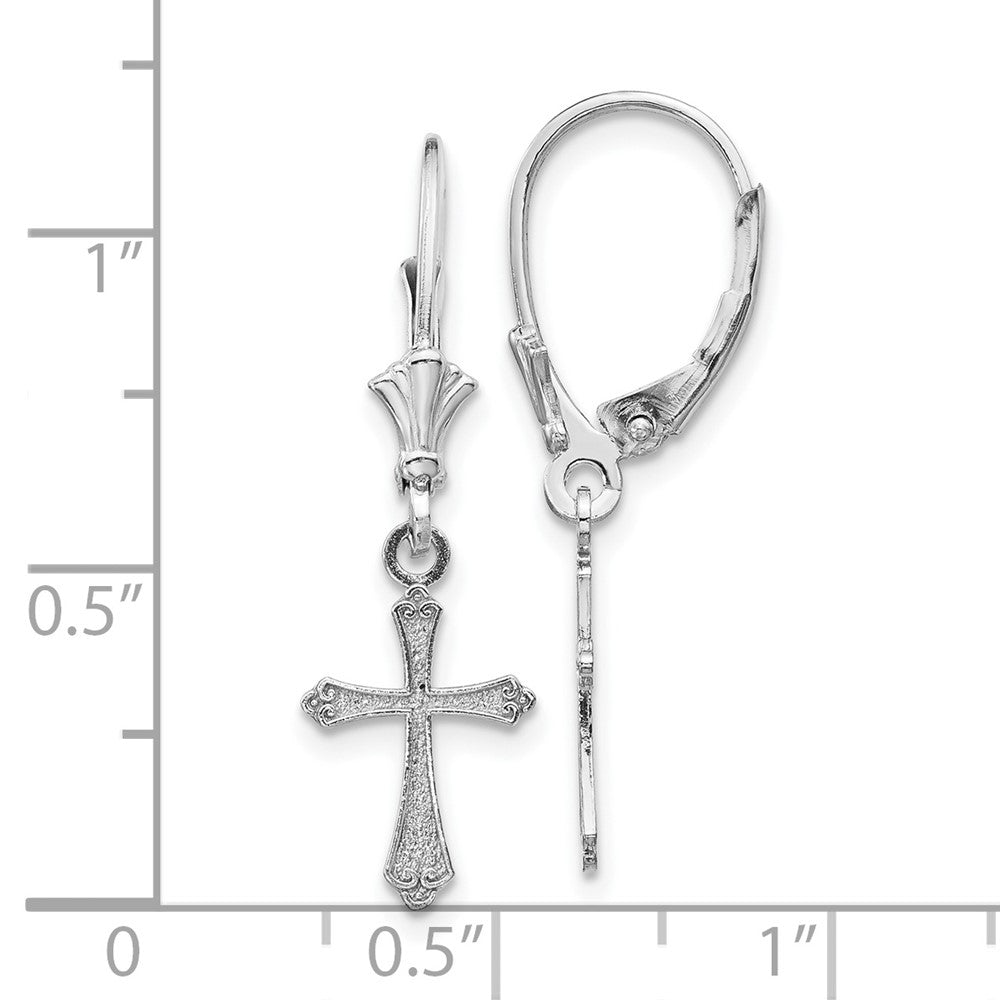 Gold Cross Leverback Earrings