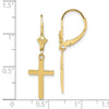 Gold Cross Leverback Earrings