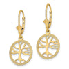 Gold Tree of Life Dangle Leverback Earrings