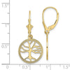 Gold Tree of Life Dangle Leverback Earrings