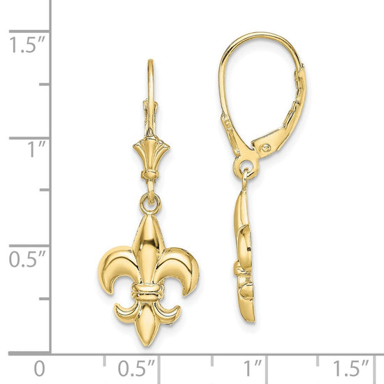 Gold Fleur de lis Dangle Leverback Earrings