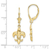Gold Fleur de lis Dangle Leverback Earrings