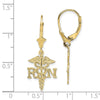 Gold Nurse Dangle Leverback Earrings