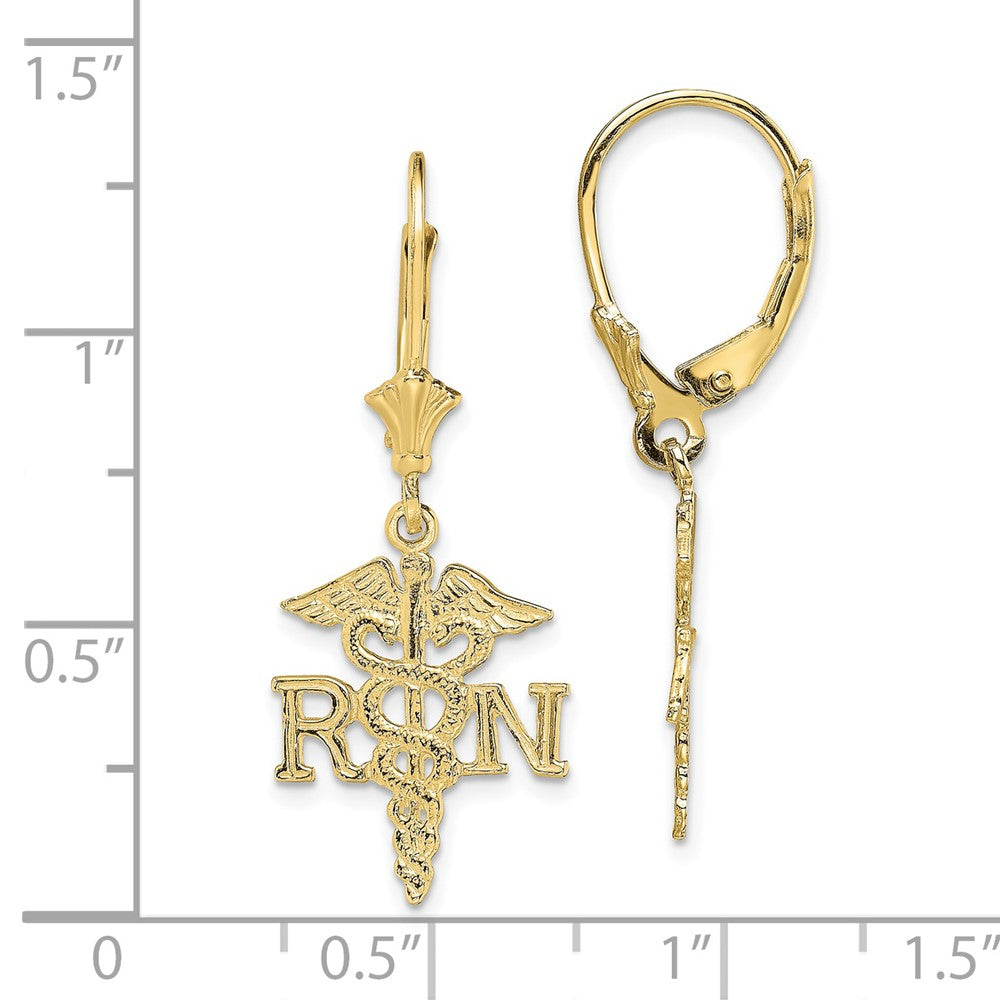 Gold Nurse Dangle Leverback Earrings