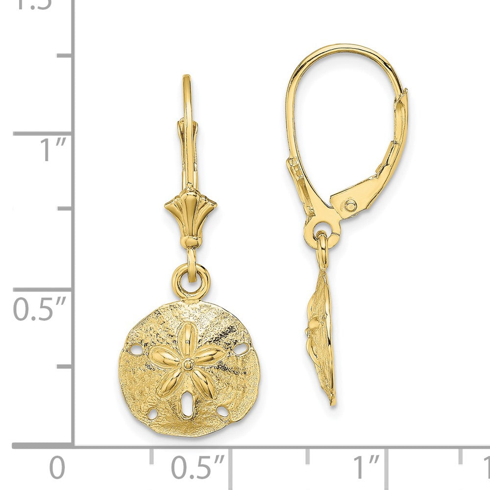 Gold Sand Dollar Dangle Leverback Earrings