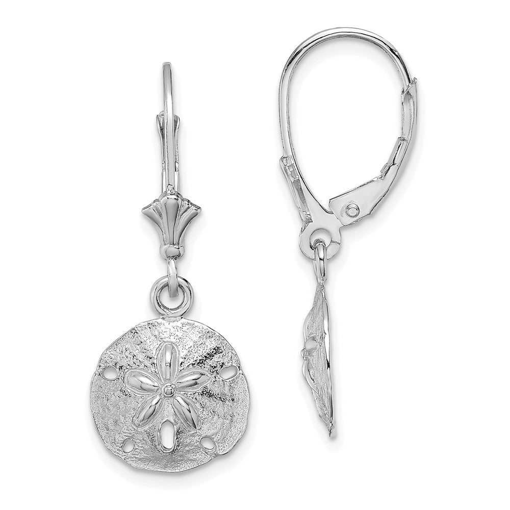 Gold Sand Dollar Dangle Leverback Earrings