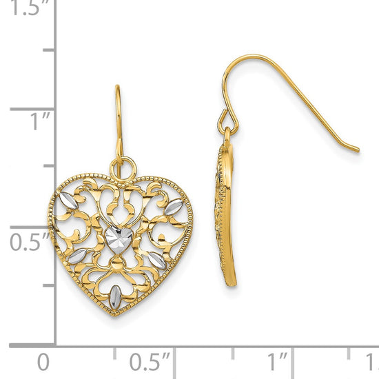 Gold Heart Dangle Earrings