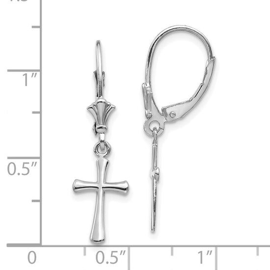 Gold Cross Leverback Earrings