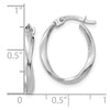 10k White Gold Polished Oval Twist Hoop Earrings