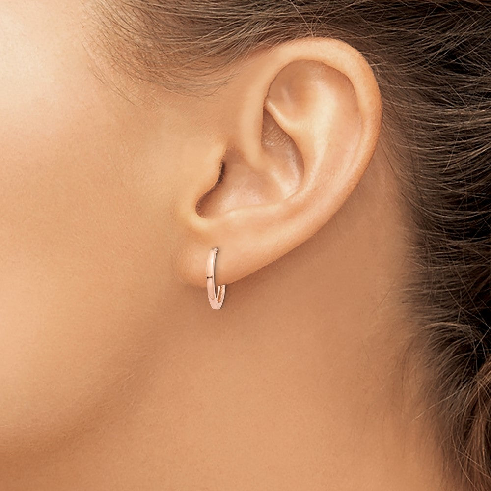 Gold Square Tube Hinged Hoop Earrings