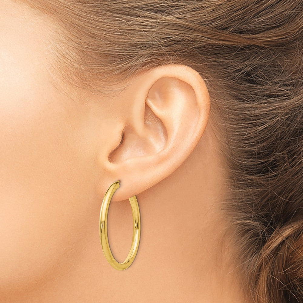 10k Polished Endless Tube Hoop Earrings