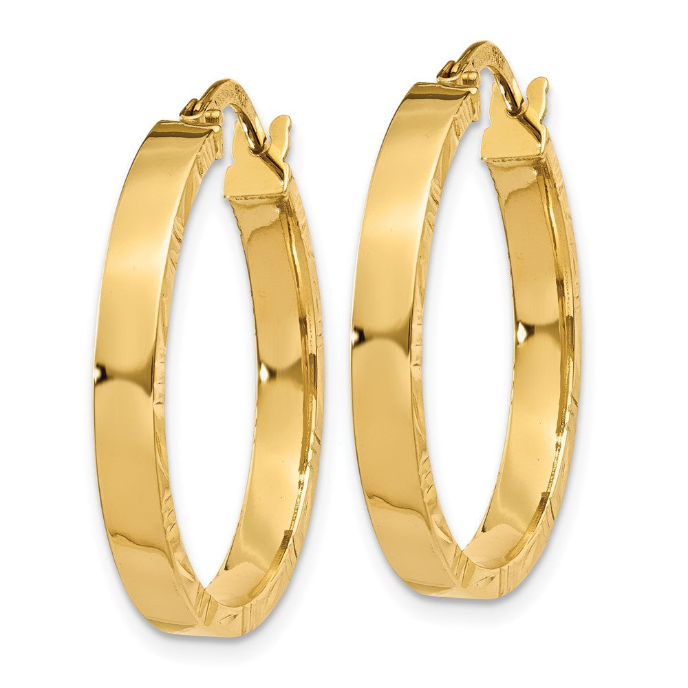 3mm Gold Polish Diamond-Cut Square Tube Hoop Earrings