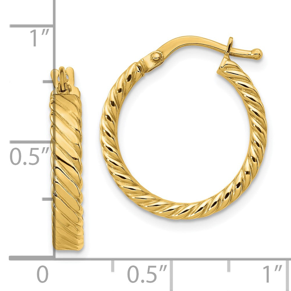 3mm Gold Twisted Hoop Earrings