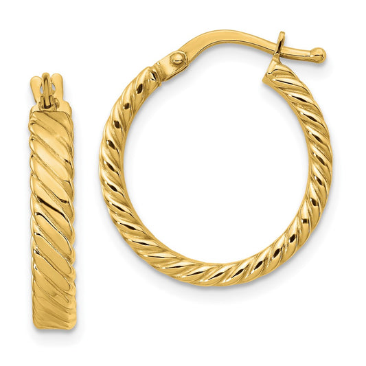 3mm Gold Twisted Hoop Earrings