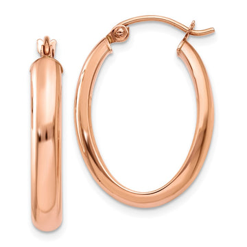 Gold Half Round Oval Hoop Earrings