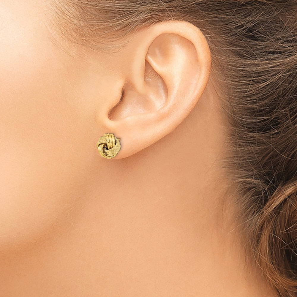 Gold Textured Love Knot Post Earrings