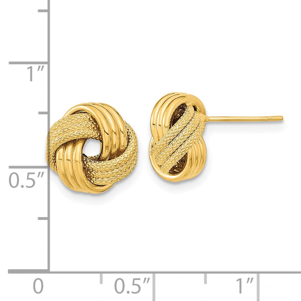 Gold Textured Love Knot Post Earrings