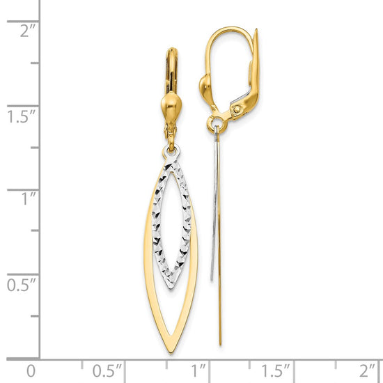 Gold Diamond-cut Dangle Leverback Earrings