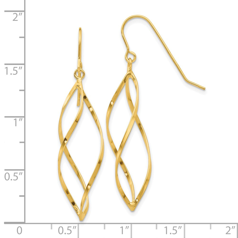Gold TWisted Dangle Shepard Hook Earrings
