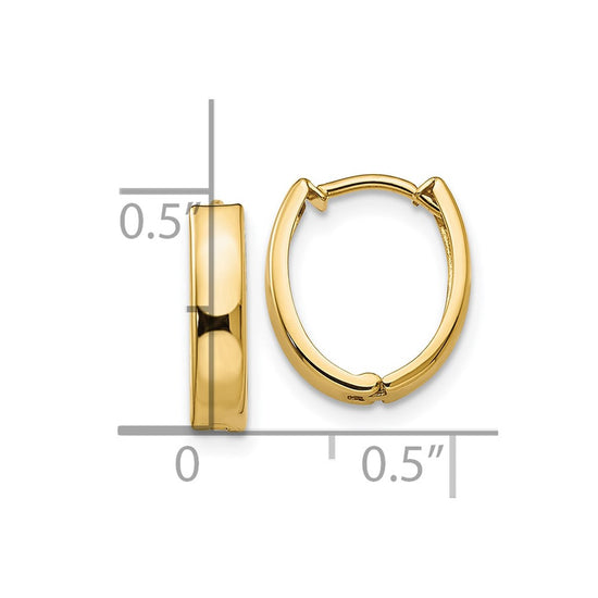 Gold Oval Hinged Hoop Earrings