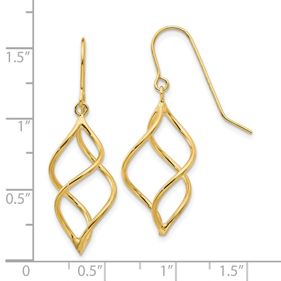 Gold Twisted Dangle Shepard Hook Earrings