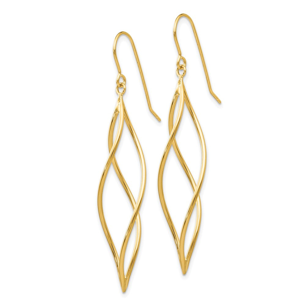 Gold Twisted Dangle Shepard Hook Earrings