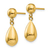 Gold Polished Teardrop Dangle Earrings