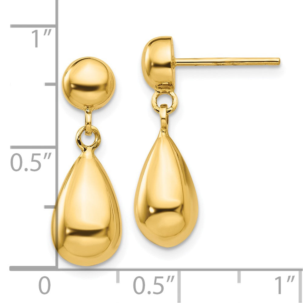 Gold Polished Teardrop Dangle Earrings