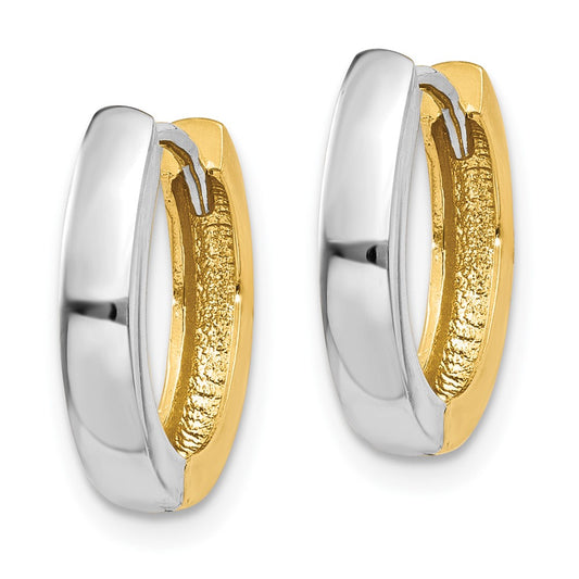 10k Two-tone Hinged Hoop Earrings