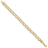 10k 7mm Solid Diamond-cut Triple Link 7 inch Charm Bracelet