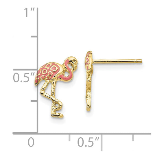 Gold Flamingo Post Earrings