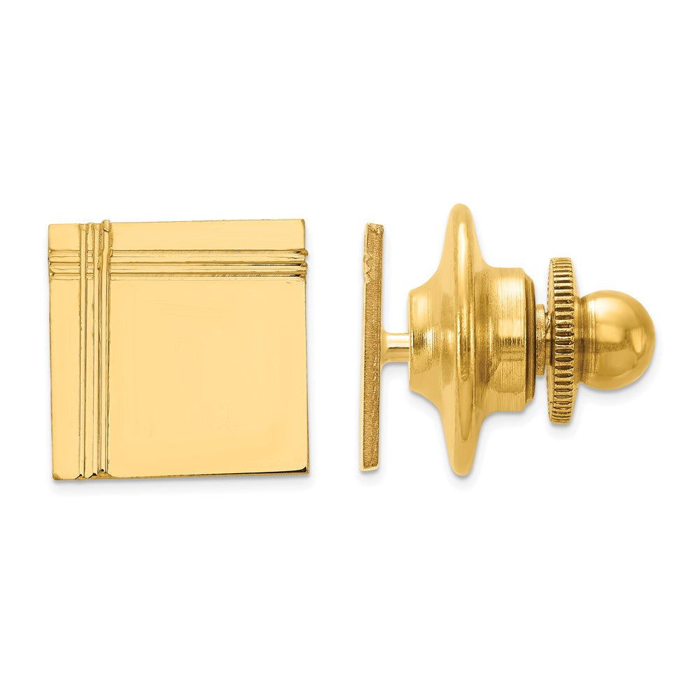 Gold Square with Line Design Tie Tac