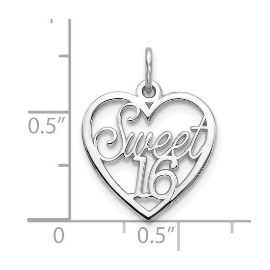 Gold SWEET 16 Heart Charm