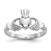10k White Gold Polished Claddagh Ring