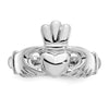 10k White Gold Polished Claddagh Ring
