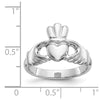 10k White Gold Polished Claddagh Ring