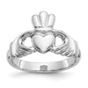 10k White Gold Polished Claddagh Ring