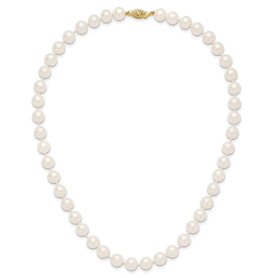 10k 8-9mm White Near Round Freshwater Cultured Pearl 16 inch Necklace