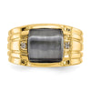 10k Mens Gray Cats Eye and .01 carat Diamond Ring