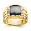 10k Mens Gray Cats Eye and .01 carat Diamond Ring