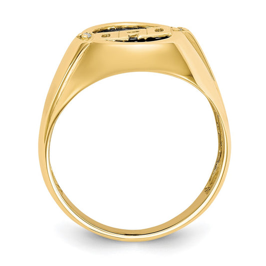 14k Oval Onyx and Diamond Mens DAD Ring