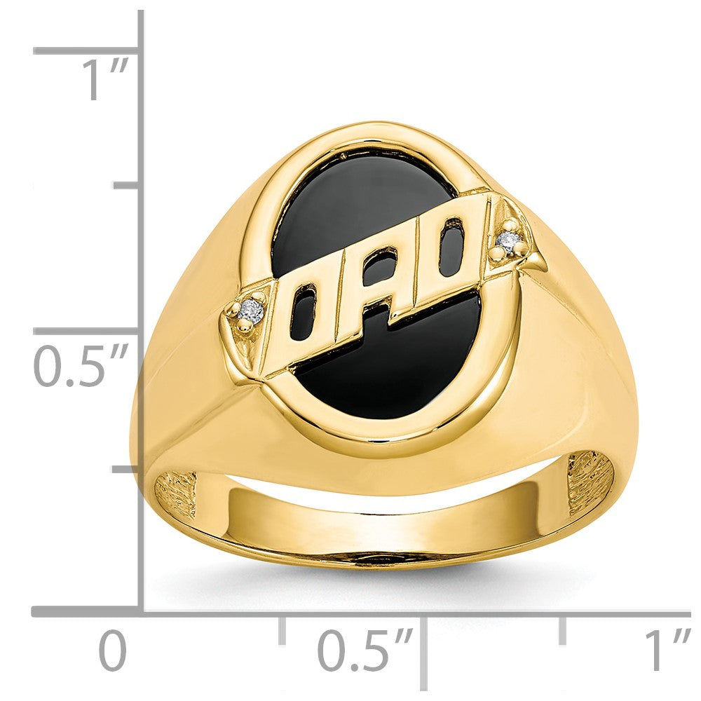 Gold Diamond and Oynx Mens Ring