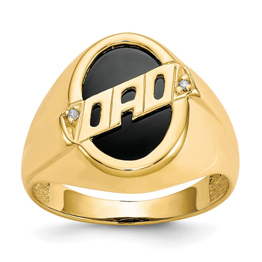14k Oval Onyx and Diamond Mens DAD Ring