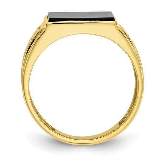 10k Mens Diamond and 12x10mm Black Onyx Ring